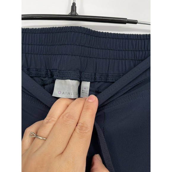 ATHLETA La Viva Navy Blue Crop Ruched Joggers Pants Lightweight Size 6 - Picture 2 of 8
